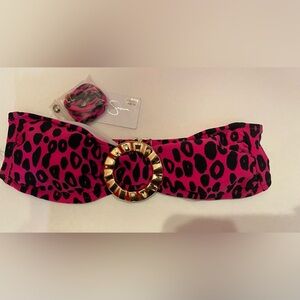 NWT Jessica Simpson Pink Black Bikini Top Size  XS